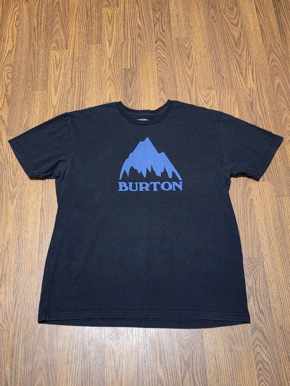 Burton Mens XL Graphic Tee Black Blue Mountain High Logo Classic T-Shirt F60
